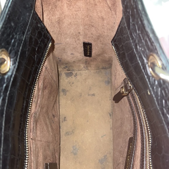 Henri Bendel multi textured striped satchel with chain link accents - Picture 12 of 16